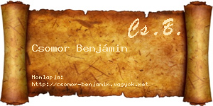 Csomor Benjámin névjegykártya